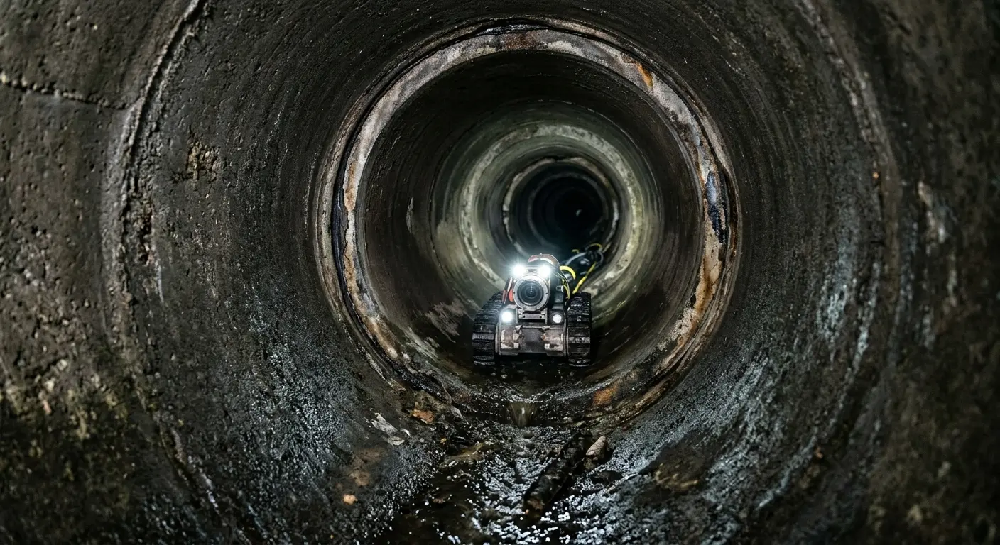 Robotic sewer camera inspecting pipe interior for Drain Snake Service in Robertsdale